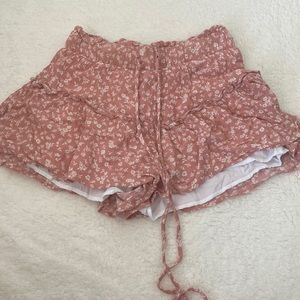 altar’d state pink shorts with white flowers